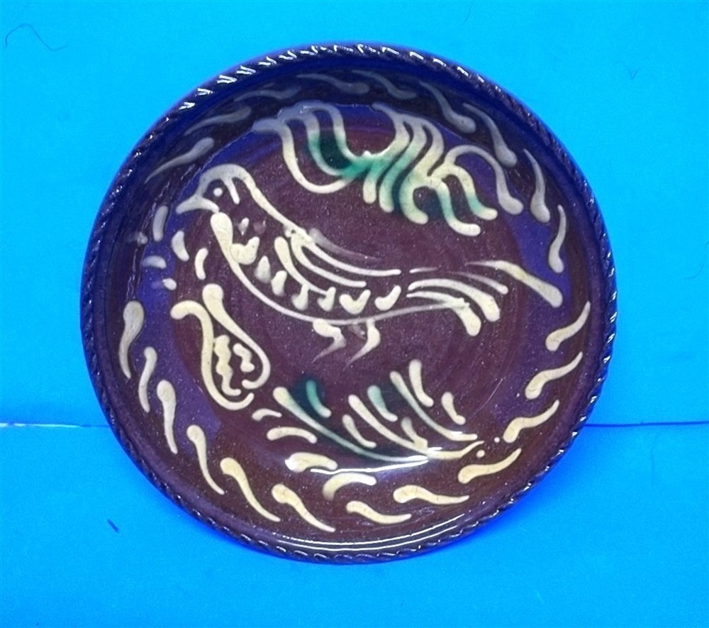 Foltz Redware POTTERY Decorated Bowl - 1985 Signed