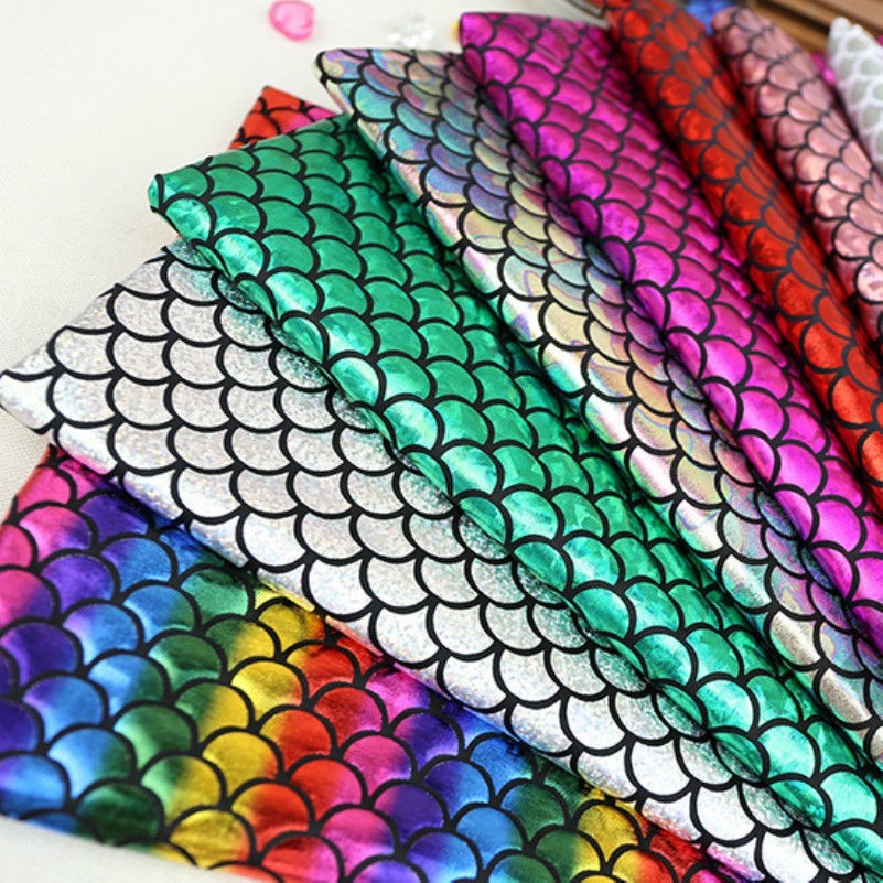 Metallic Mermaid Scale Fabric Stretch Glitter Fancy Costume Decor Foil Crafts