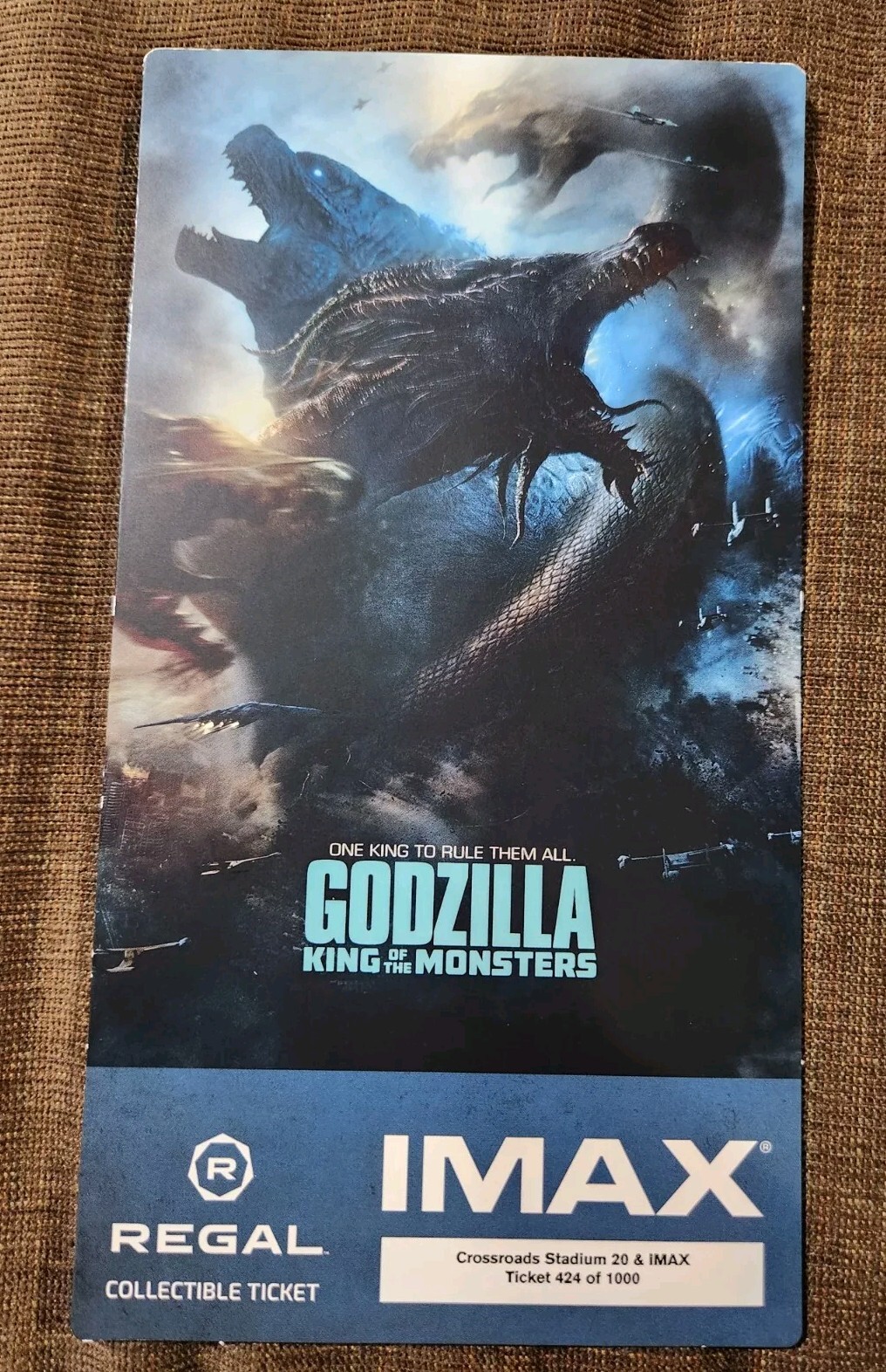GODZILLA King of the MONSTERS 2019 Regal IMAX Collectible Ticket Limited Edition