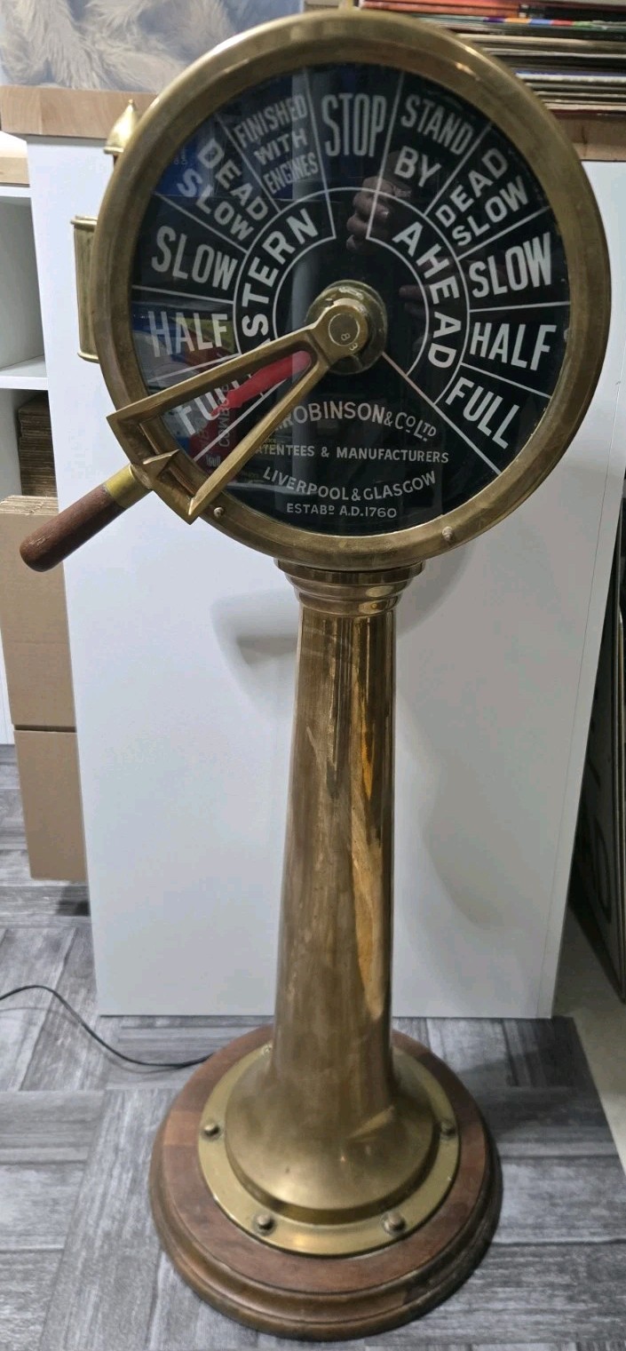 Vintage Robinson Liverpool Glasgow NAUTICAL SHIP ENGINE ROOM BRASS TELEGRAPH 44"