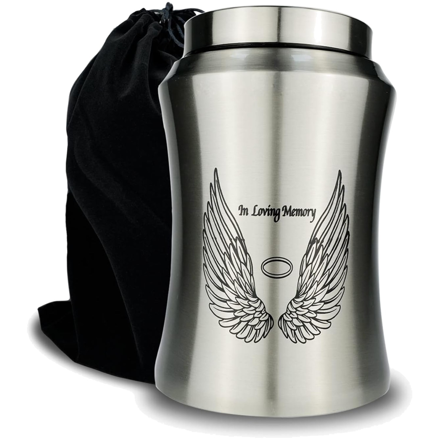 High-Quality 220 lbs Cremation Urn with Angel Wings Design - Loved Ones Tribute