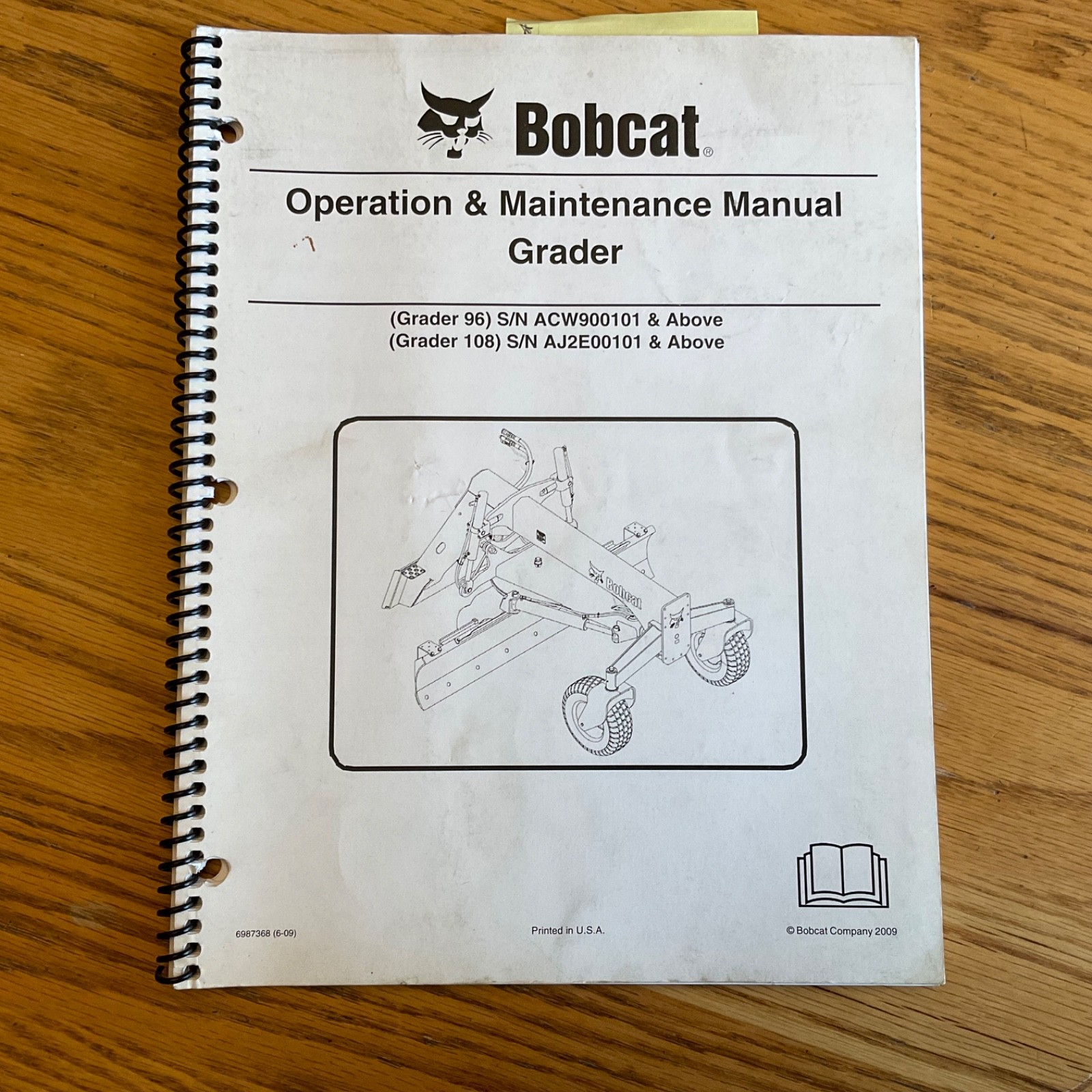 Bobcat 96 & 108 GRADER BLADE OPERATION MAINTENANCE MANUAL GUIDE BOOK pn 6987368
