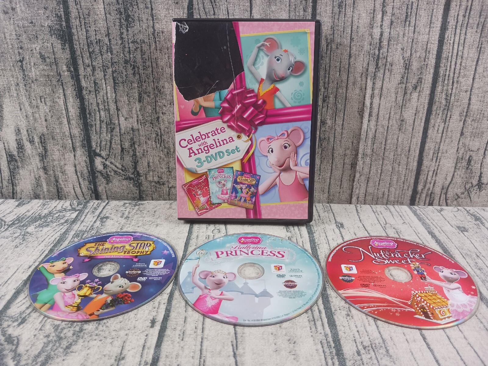 Angelina Ballerina (DVD 3-Disc Set) Nutcracker, Ballerina Princess, Shining Star