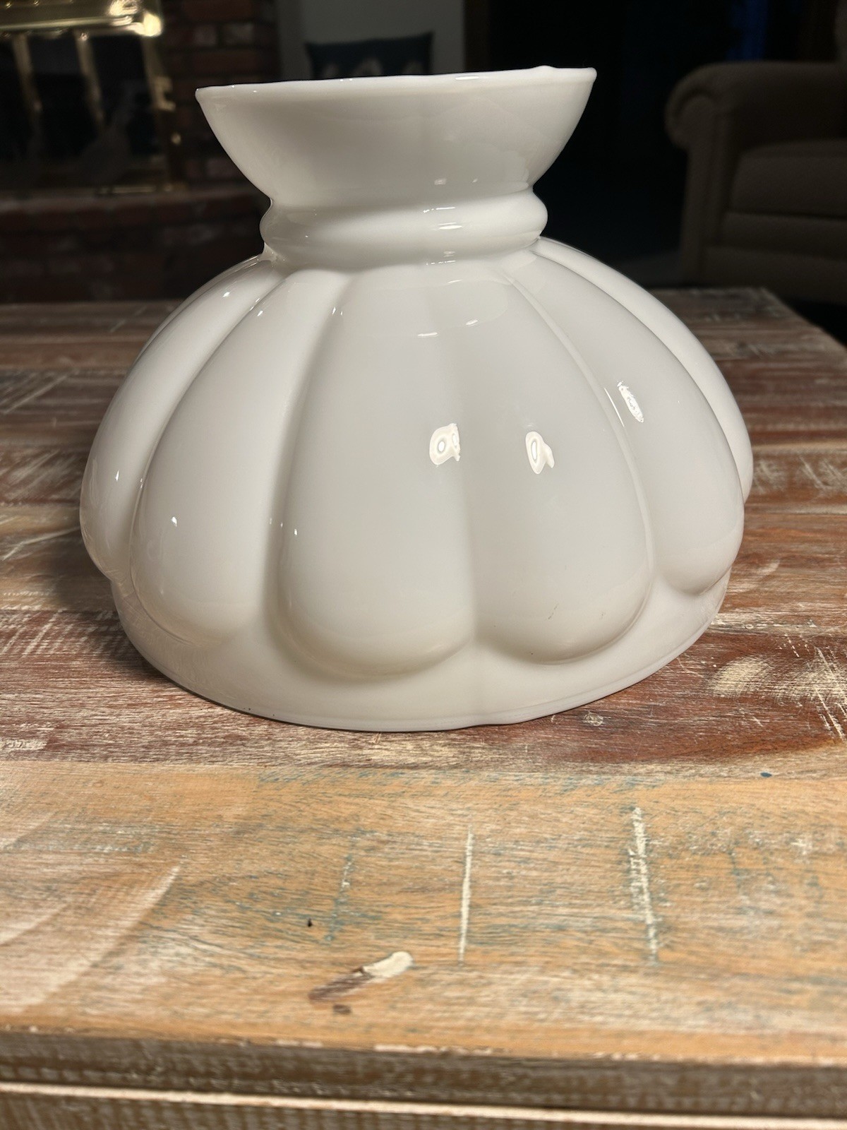 Milk Glass Melon student Lamp Shade 10" fitter Perfect Unused Condition