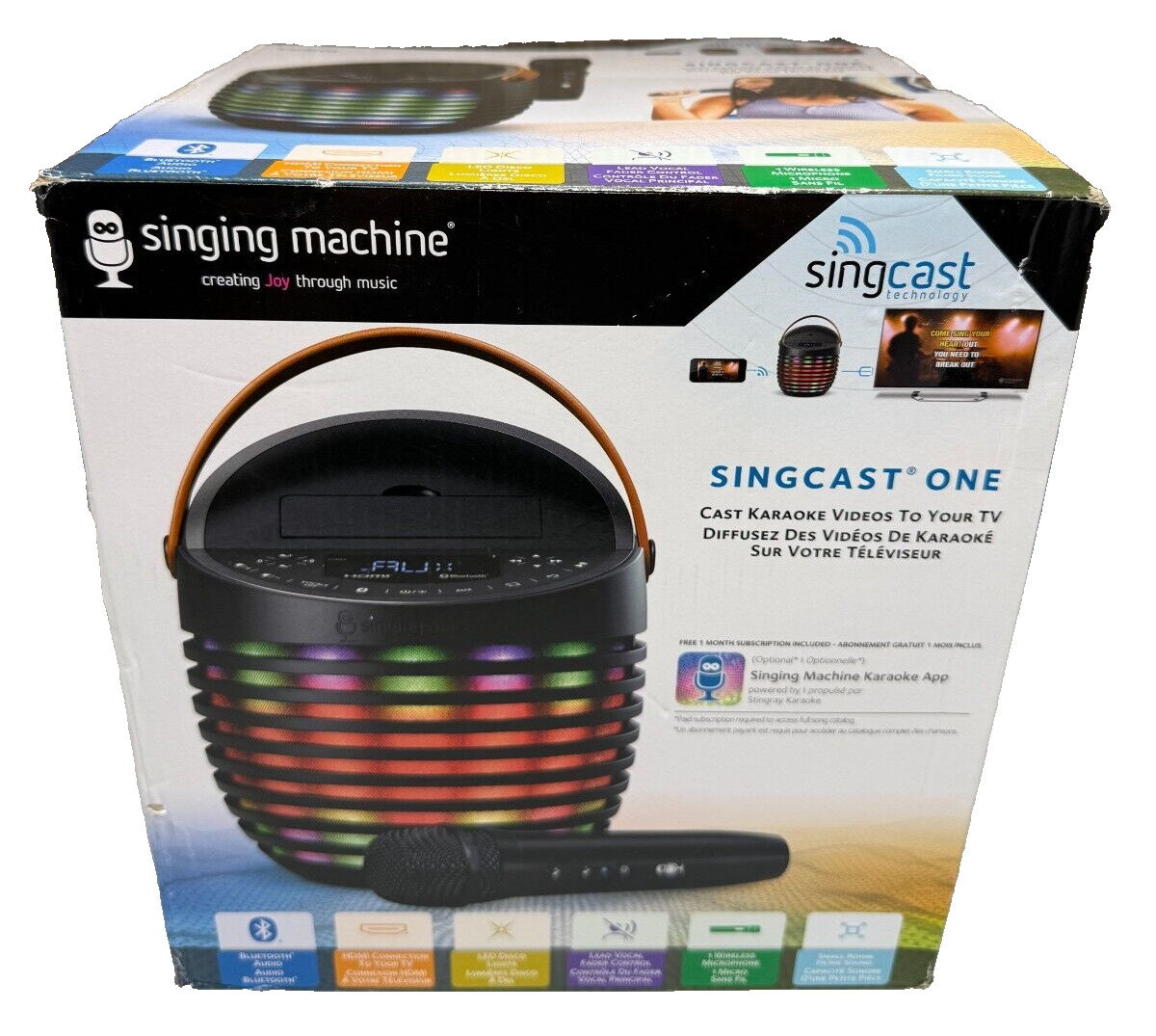 Singing Machine SingCast One Casting Bluetooth Karaoke System w/ wireless Mic.