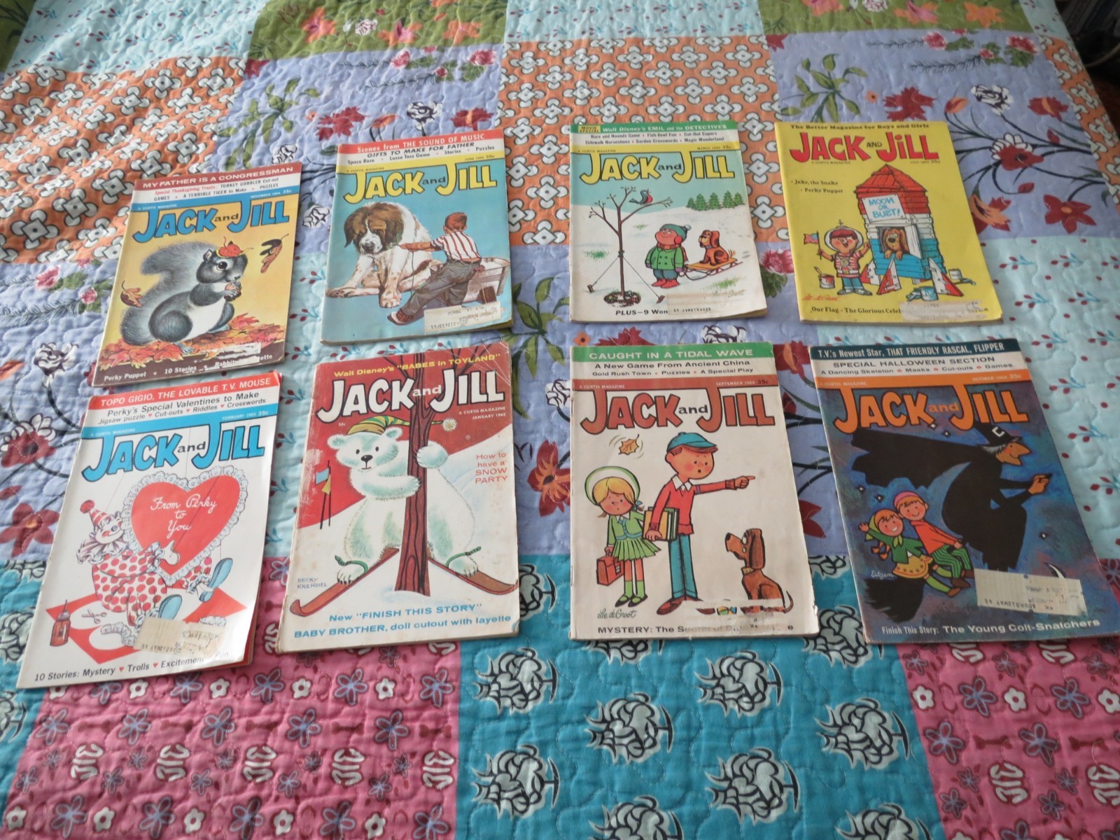 Vintage Jack and Jill Magazines for Girls & Boys Circa 1964,1965 Lot Of 8.