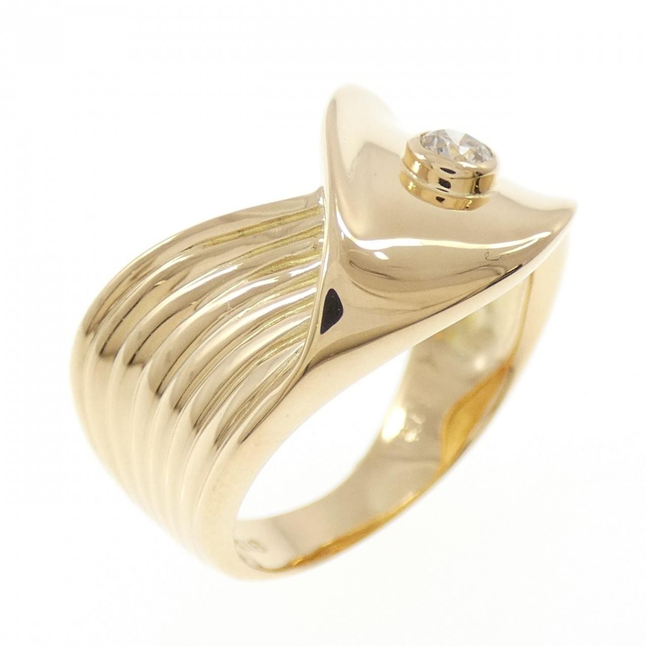 Authentic K18YG Diamond Ring 0.11CT #230-000-092-3186