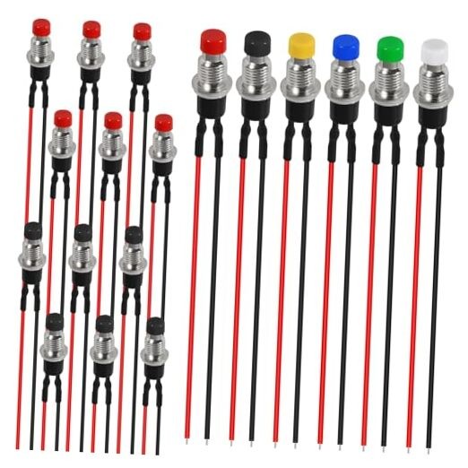 18Pcs 1A 250V AC 7MM Momentary Push Button, 2 Pins SPST Normal Open Mini 