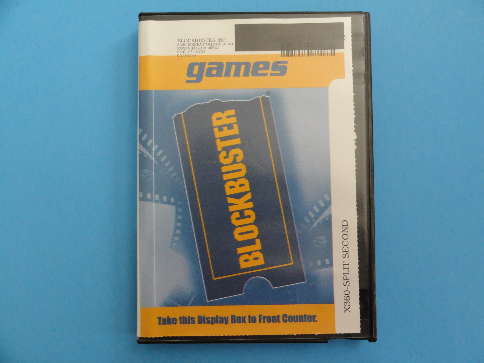 XBOX 360 SPLIT SECOND BLOCKBUSTER VIDEO GAME RENTAL CASE