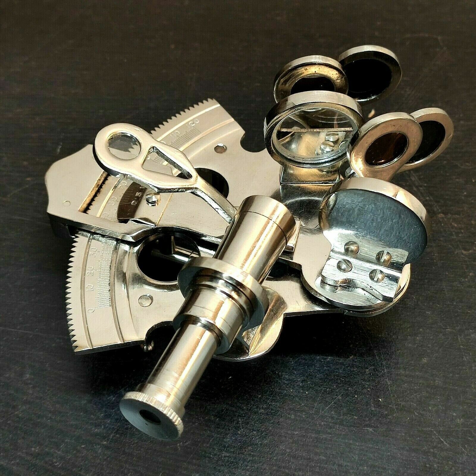 Vintage Nickel Finish Brass Sextant Collectible Decorative Handmade Design Gift