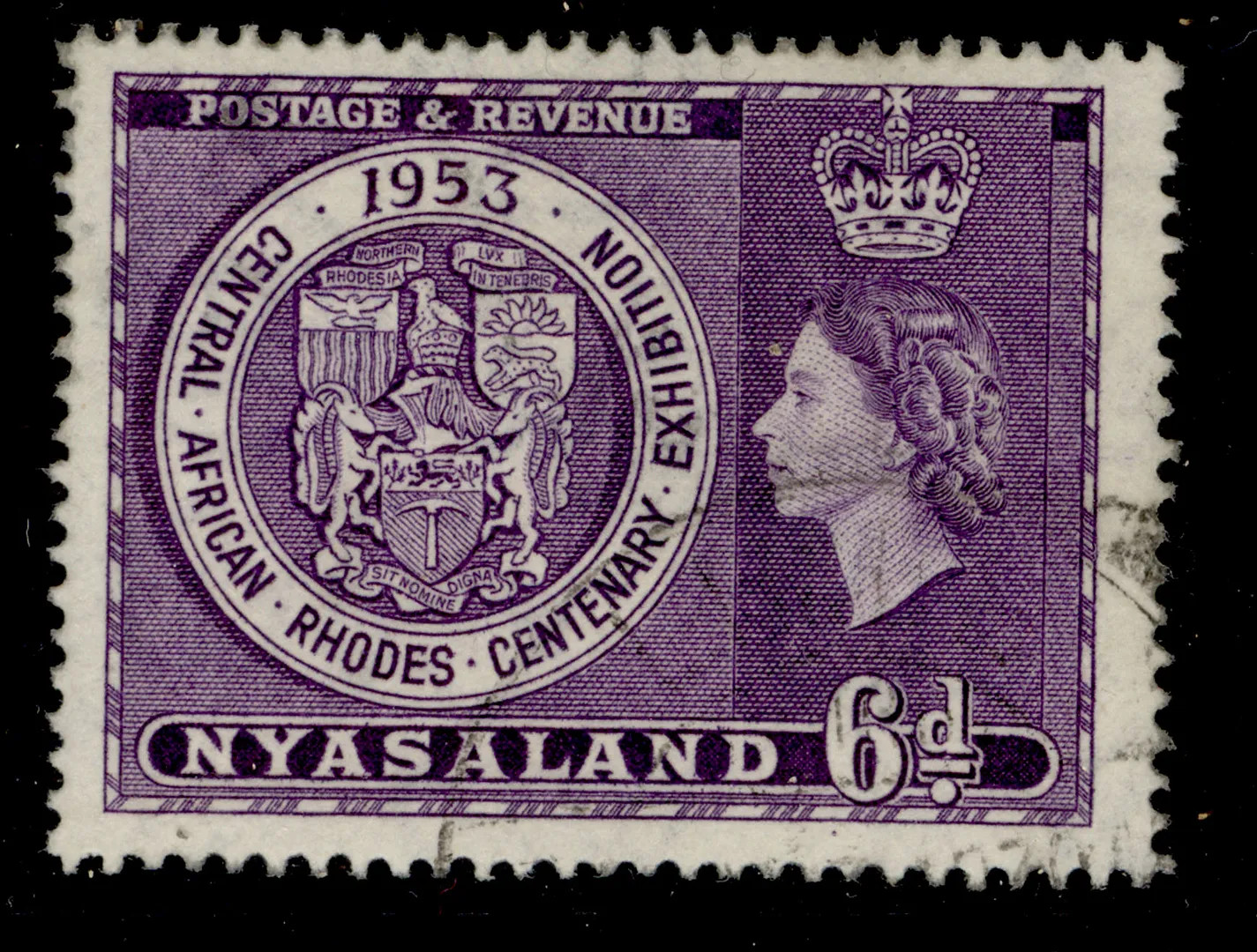 NYASALAND QEII SG171, 1953 6d rhodes centenary exhibition, FINE USED.