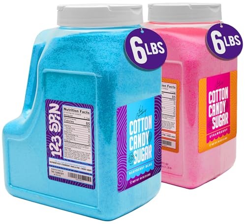  Cotton Candy Floss Sugar 6lbs 96oz jars- 2 Pack Strawberry and Raspberry 