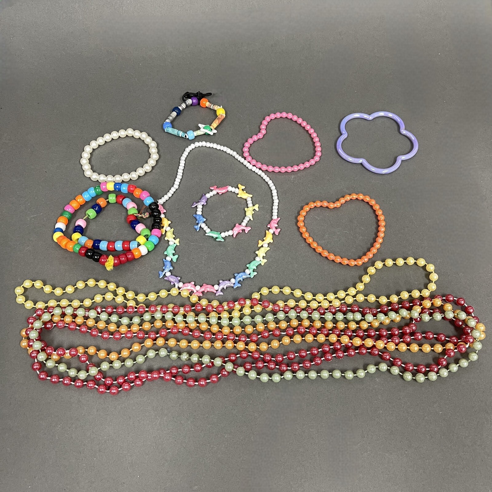 Pretend Play Girls Necklaces Bracelets Beaded Beads Dolphins Fish Lot of 14