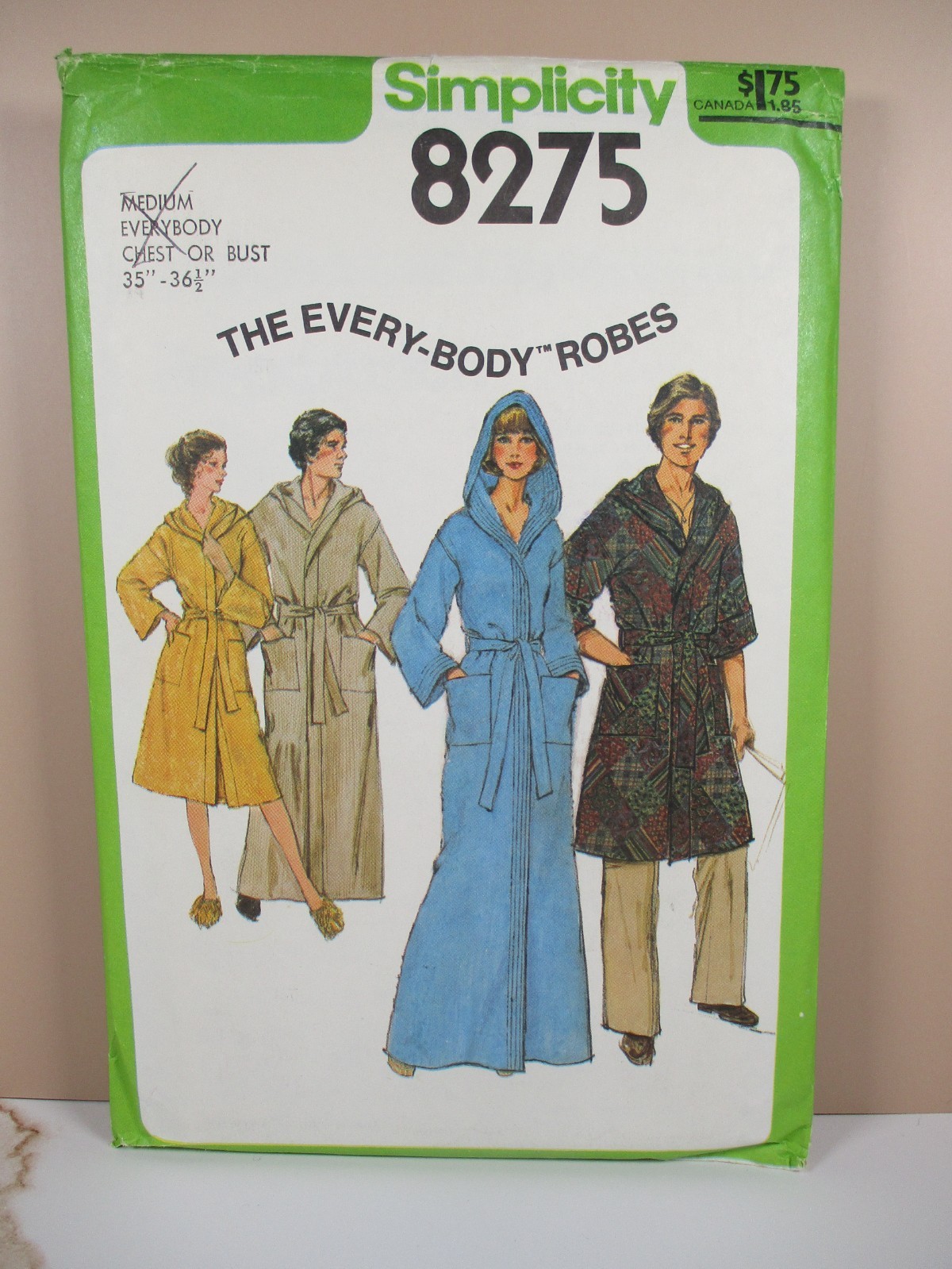 Simplicity Pattern 8275 The Every-Body Robe Unisex Size M (35-36.5) Hooded Cut
