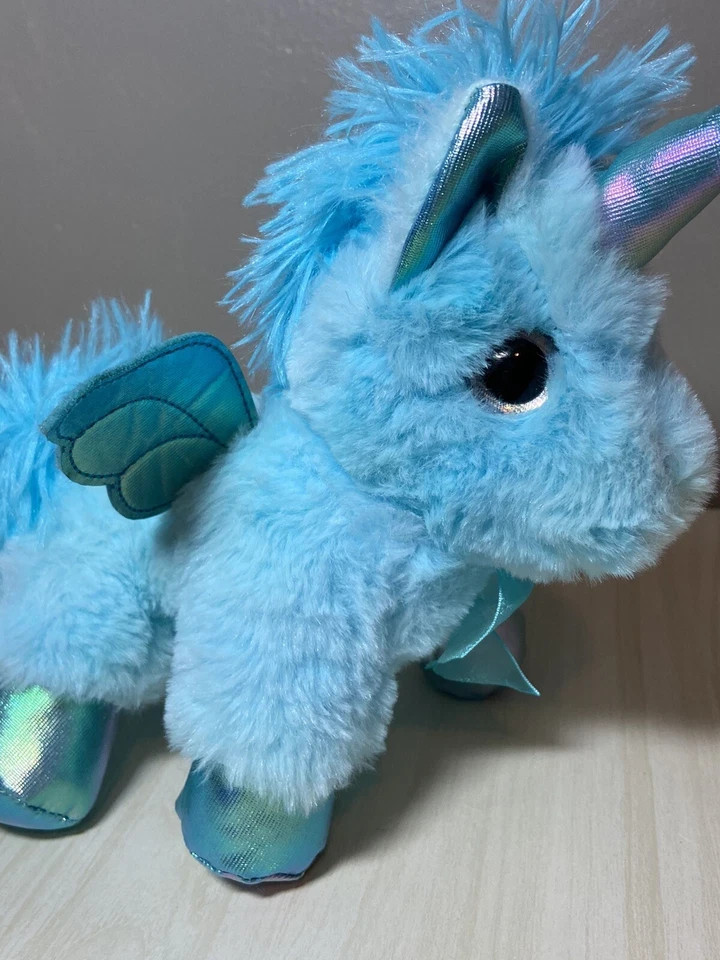 Plush 7” HOLIDAY TIME Teal Unicorn PEGASUS UNICORN PLUSH glittery EYES LOVEY