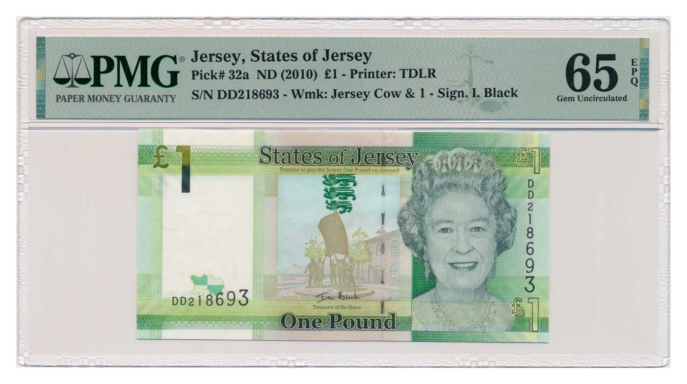 JERSEY banknote 1 Pound 2010 PMG MS 65 EPQ Gem Uncirculated