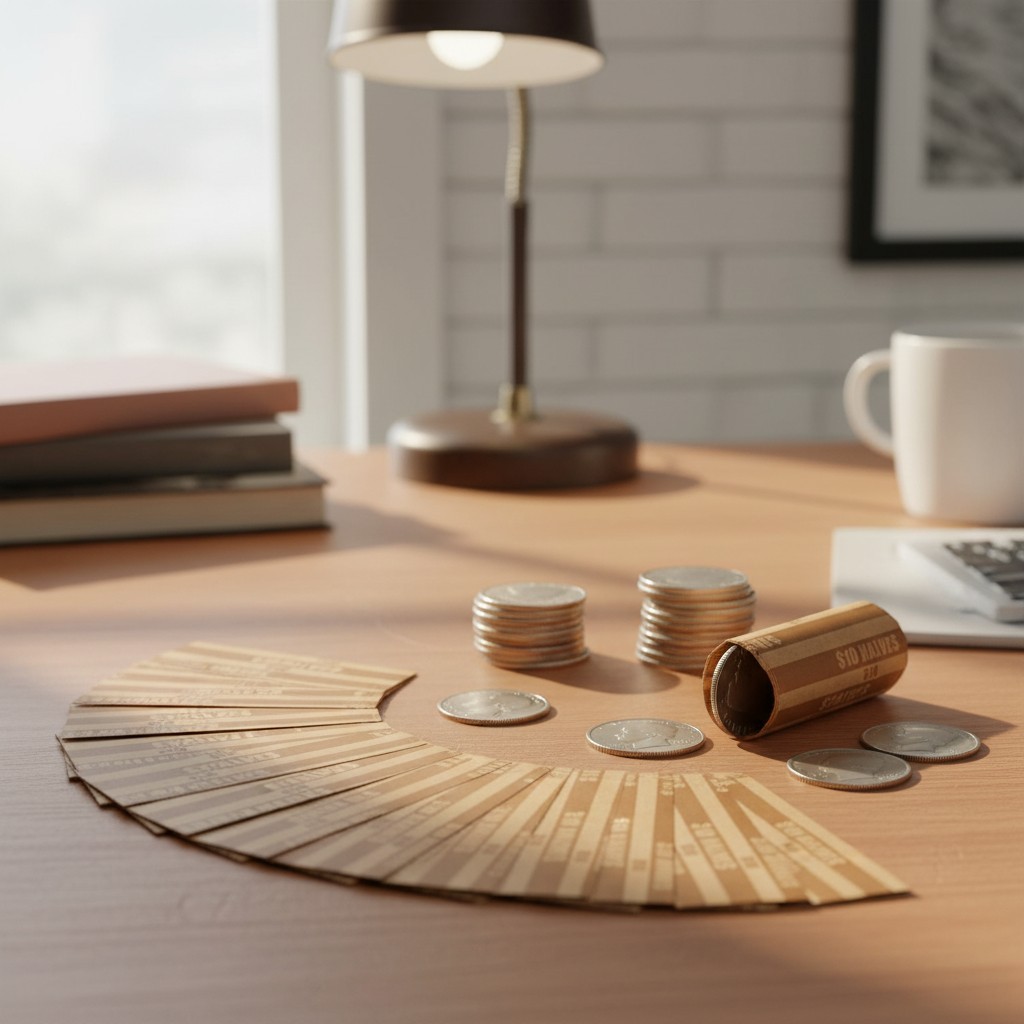 Durable 105 Pcs Coin Wrappers - Aesthetic Brown Design for Half Dollar Rolls