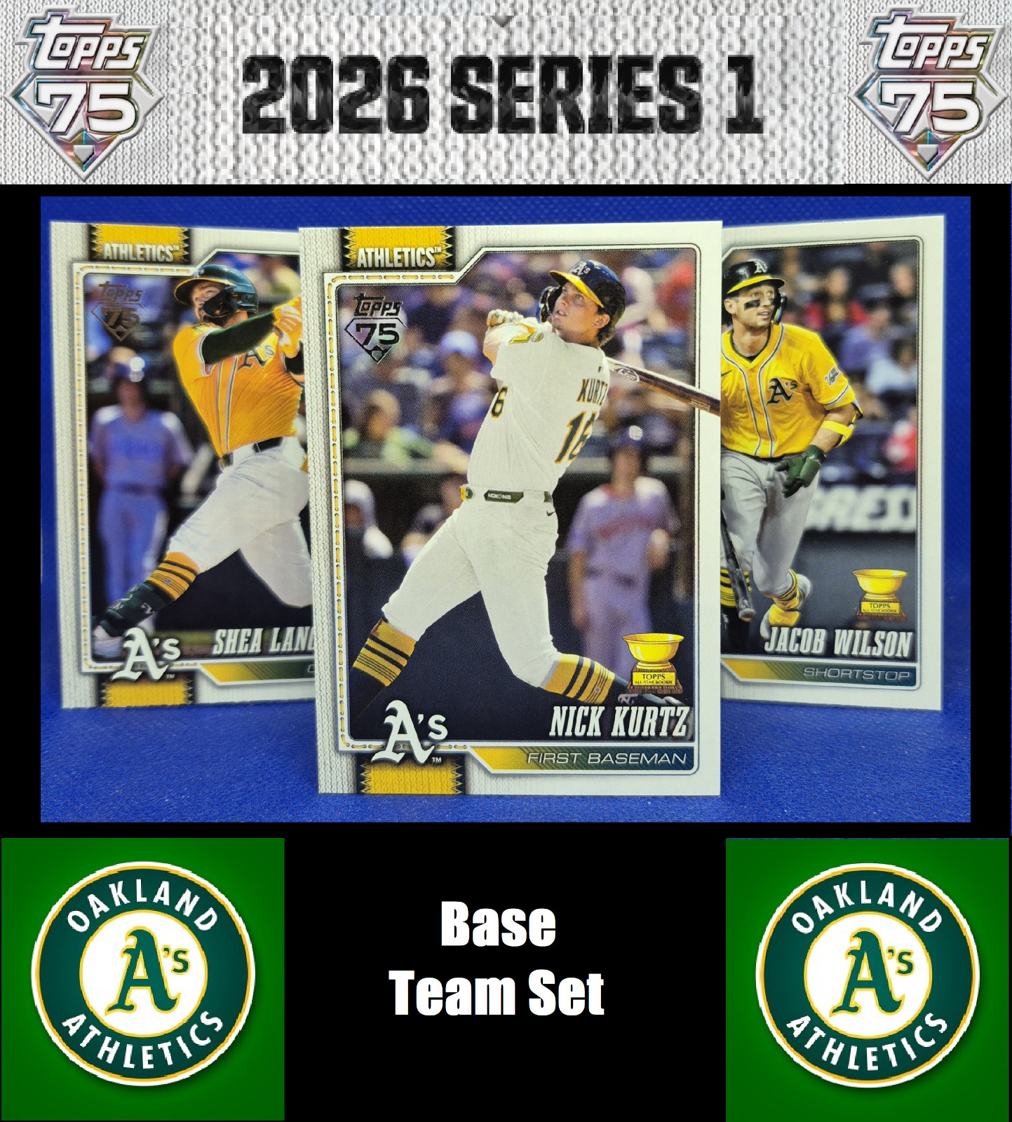 2026 Topps Series 1 - Oakland Athletics Base Team Set (16) Cards Total