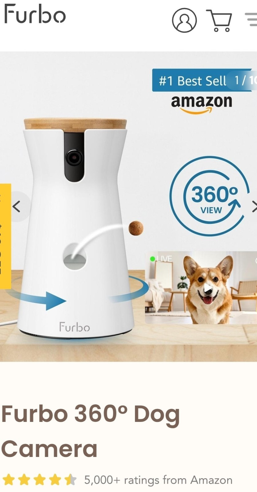 FURBO 3 360° PET CAMERA: TREATS, SAFETY & PEACE OF MIND ROTATING 360° TESTED 