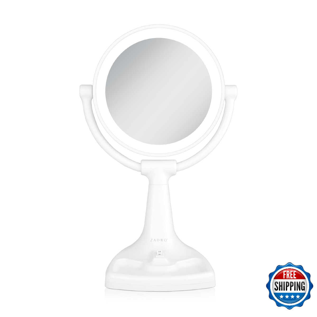 Zadro 11" Fluorescent Lighted 10X/1X Magnification Makeup Mirror w/ Tray