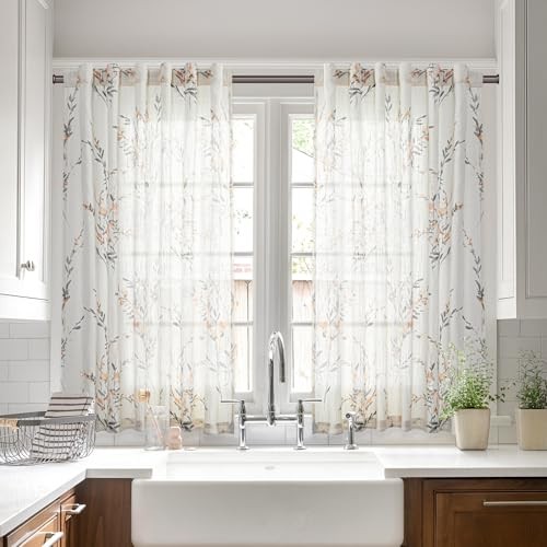  Floral Curtains for Bedroom Small 50"W x 54"L (Pack of 2) Floral/Yellow