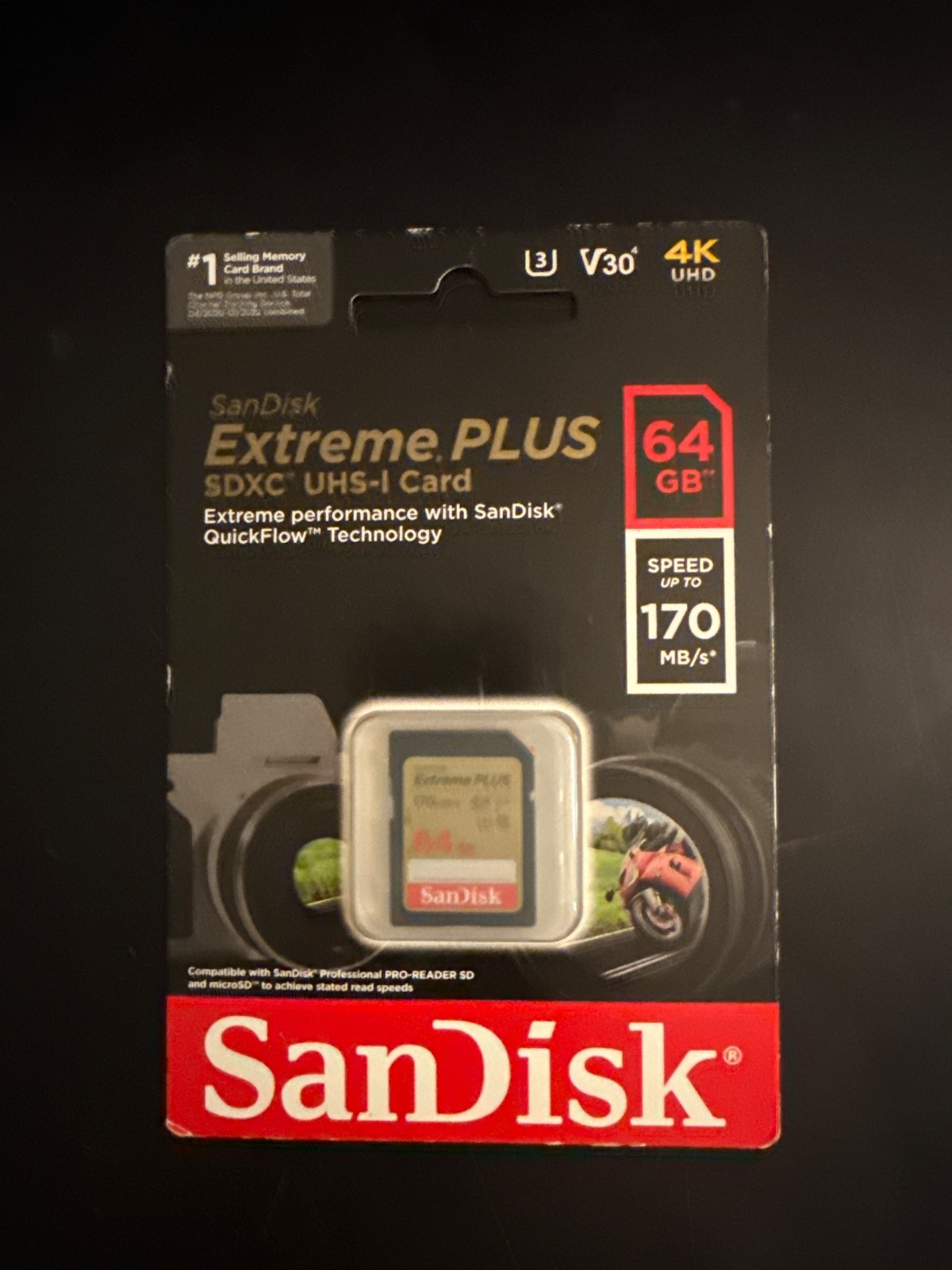 New Sealed SanDisk Extreme Plus 64GB SDXC  V30 Memory Card (170MB/s)