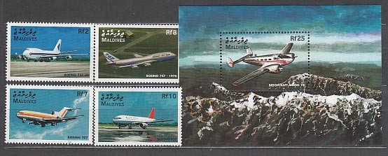 Maldives - Mail Yvert 2654/7+H.405 ** Mnh Airplanes