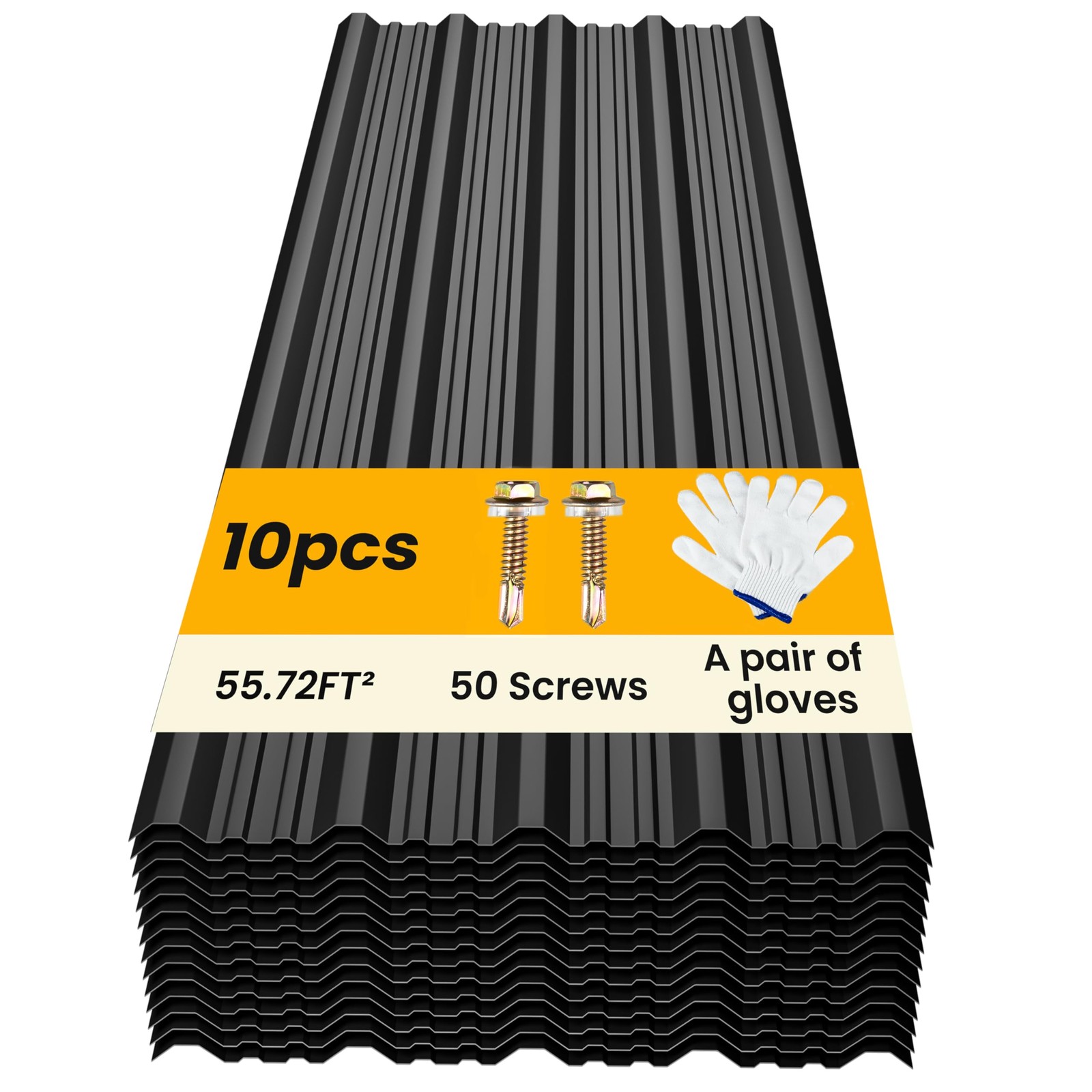 10 pcs Metal Roofing Panels - Corrugated Galvanized Roof Panels L45.28x W17.7...