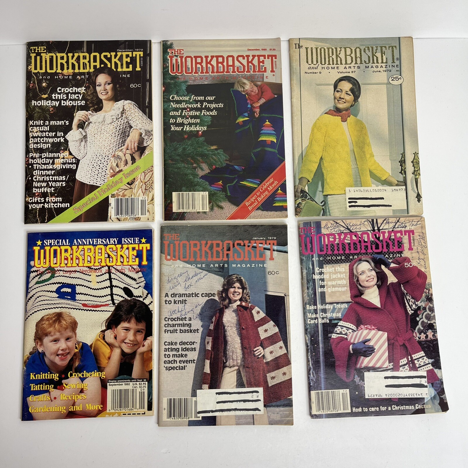 VINTAGE Lot of 6 The WORKBASKET Magazine Paperback 70's 80's 90's