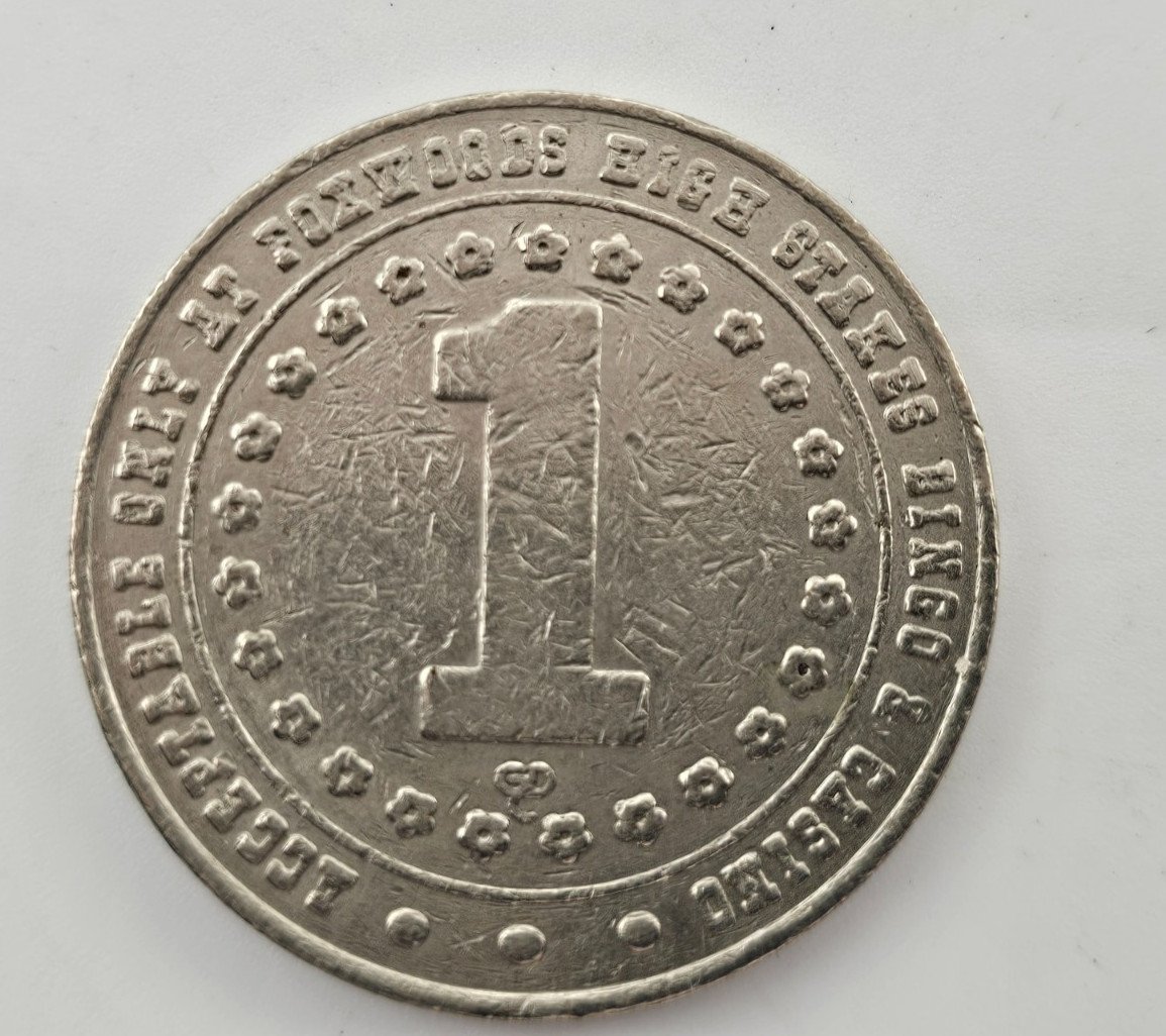 FOXWOODS CONNECTICUT CASINO VINTAGE 1 DOLLAR METAL GAMING CHIP TOKEN COIN