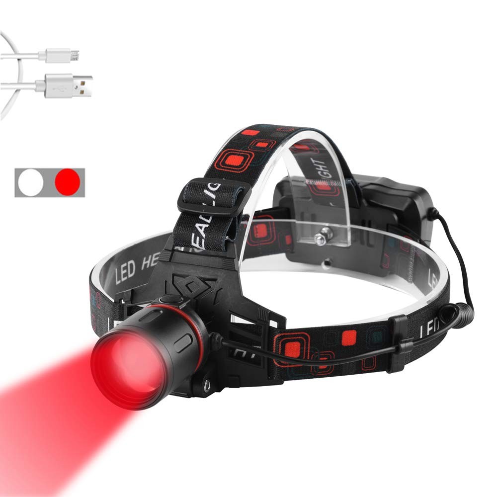New Best LED Headlamp with Red and White Light Tactical Hunting Headlamps Light