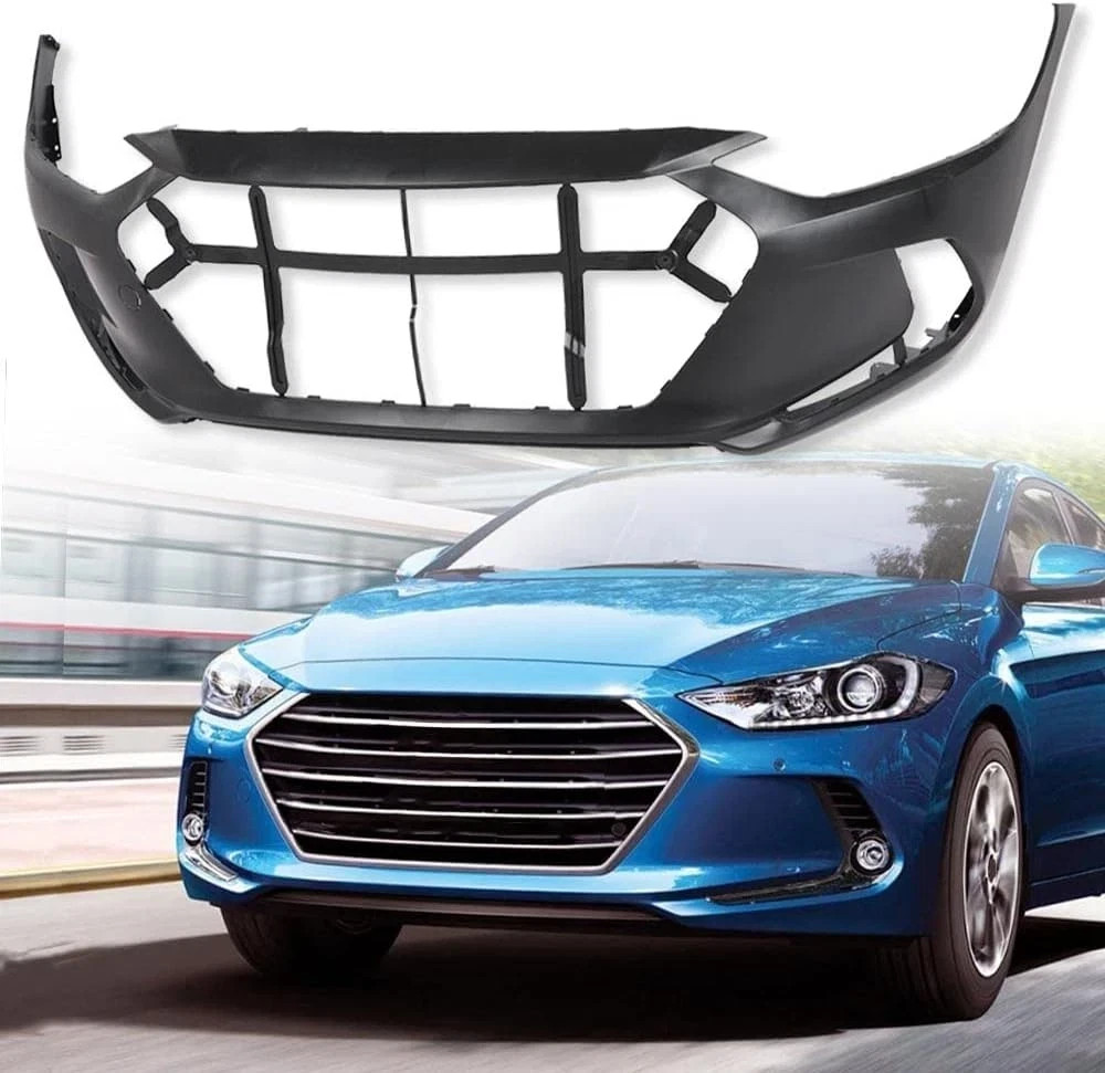 Primered Front Bumper Cover, Compatible with Hyun.Dai Elantra Sedan 2017-2018, R