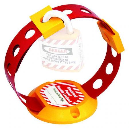 Electrical Panel Handle Lockout, Red/Yellow, Steel, 1 Max. No. Of Padlocks,