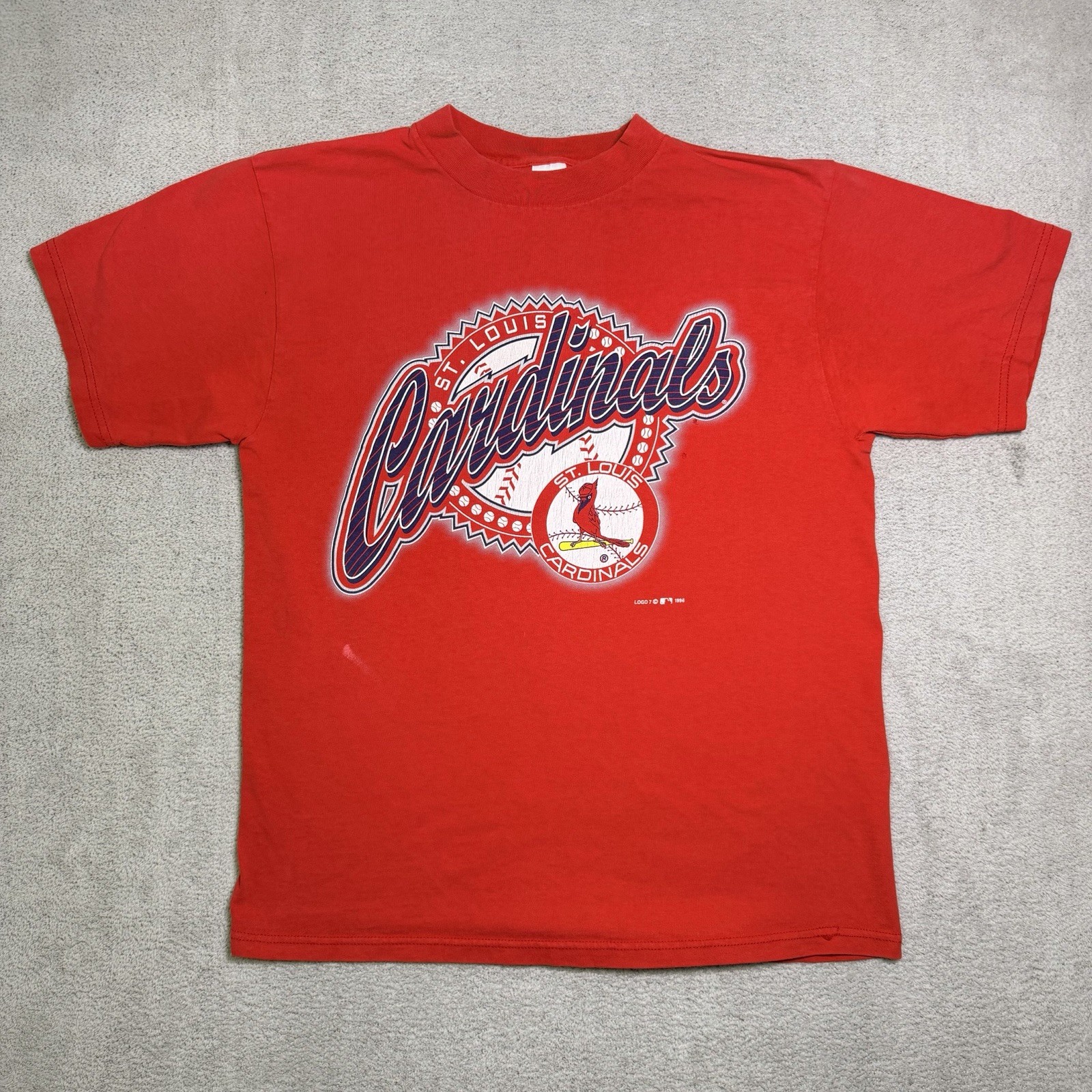 Vintage 1996 Logo 7 MLB St. Louis Cardinals Shirt Mens Large USA Made Distressed