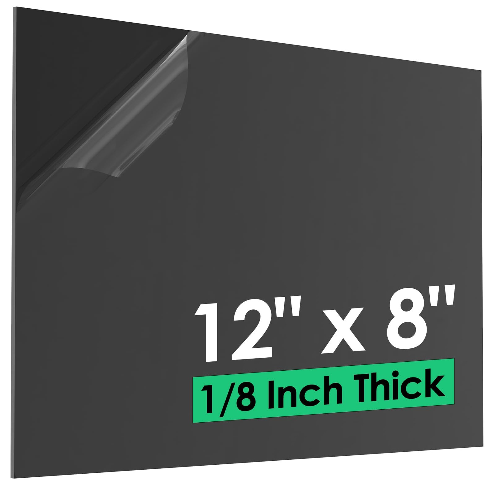 ABS Plastic Sheet 1/8 Inch Thick (3mm) - 12" x 8", Black 12"x8"x1/8", 