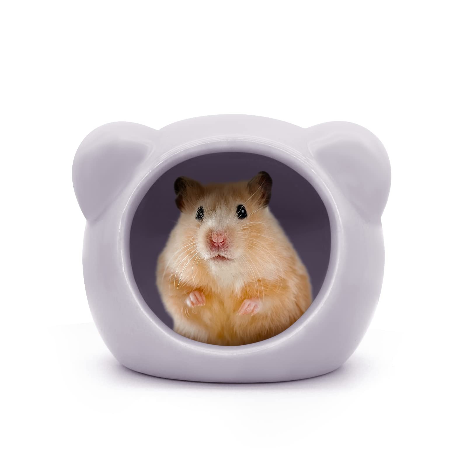 LuckyOpt Ceramic Hamster House, Cute Animal 2.75*3.15*3.15 inches, Purple 