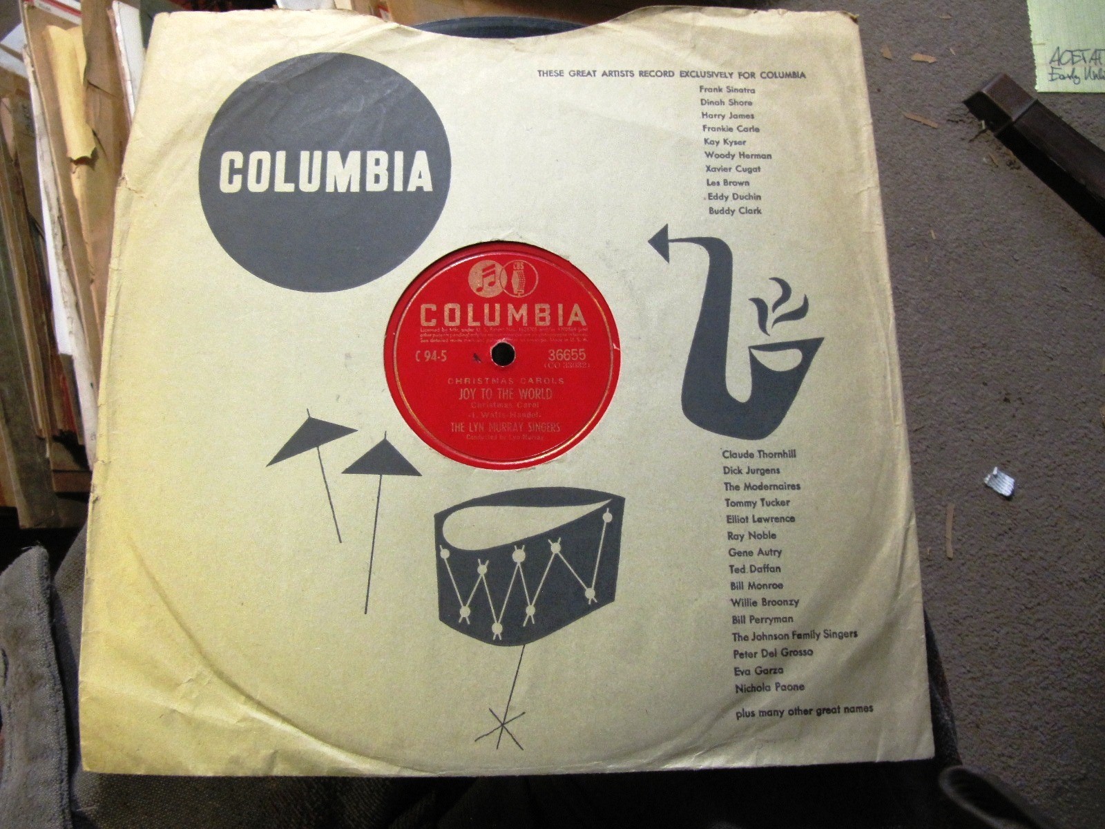 JIM FLORA Cover COLUMBIA Record LYN MURRAY SINGERS CHRISTMAS CAROLS Joy to World