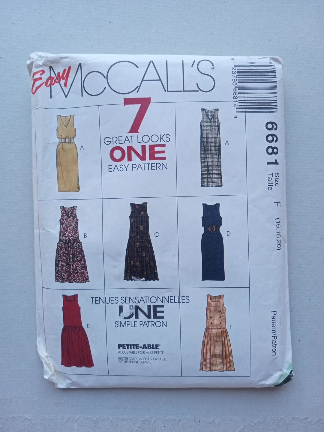 McCall's 6681 Misses Jumpers Dress 7 In 1 Easy Sewing Pattern - Size 16,18,20 UC