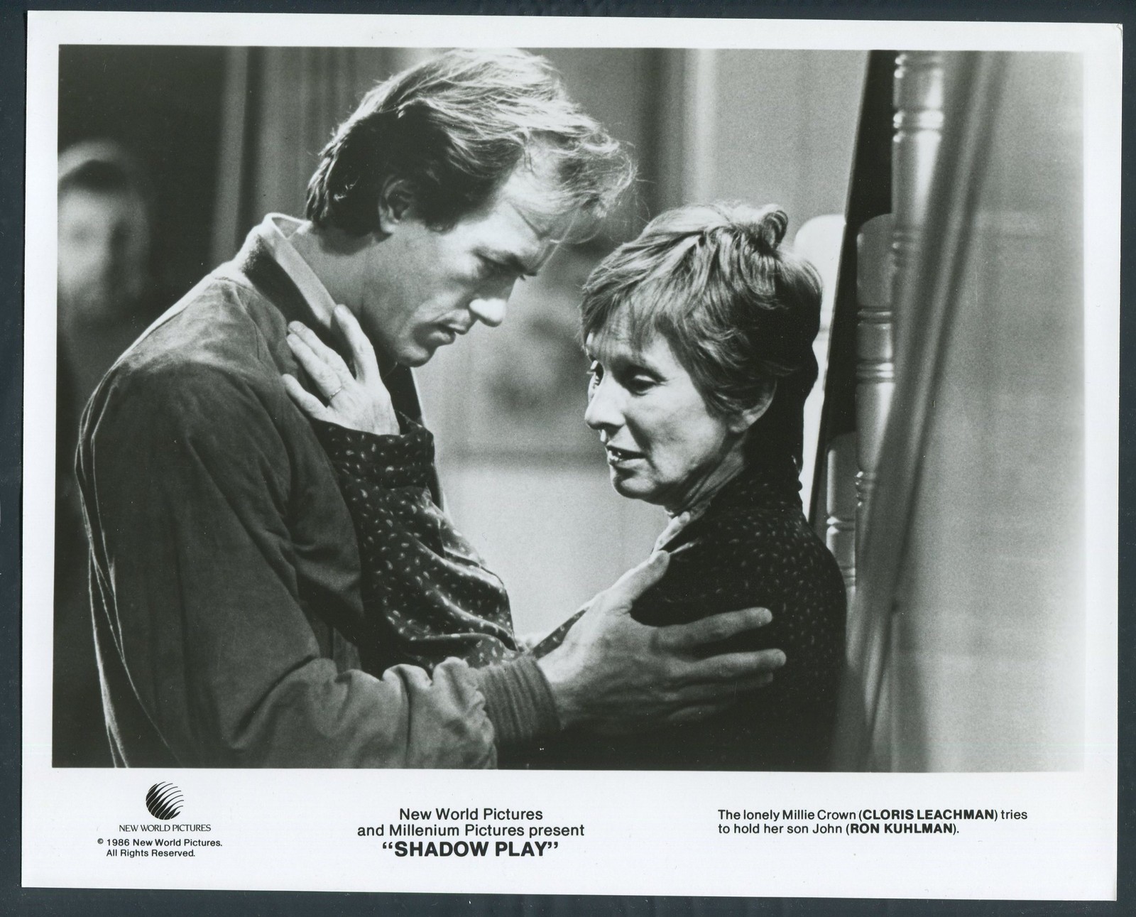 RON KUHLMAN CLORIS LEACHMAN in Shadow Play '86 LOOKING SAD