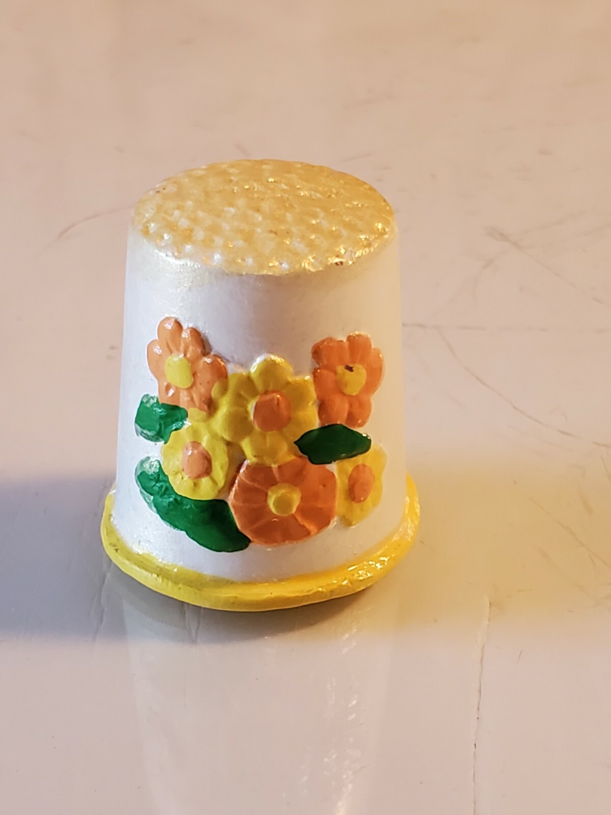 Vintage Porcelain Thimble Hand Made Hand Painted San Antonio Signed box5