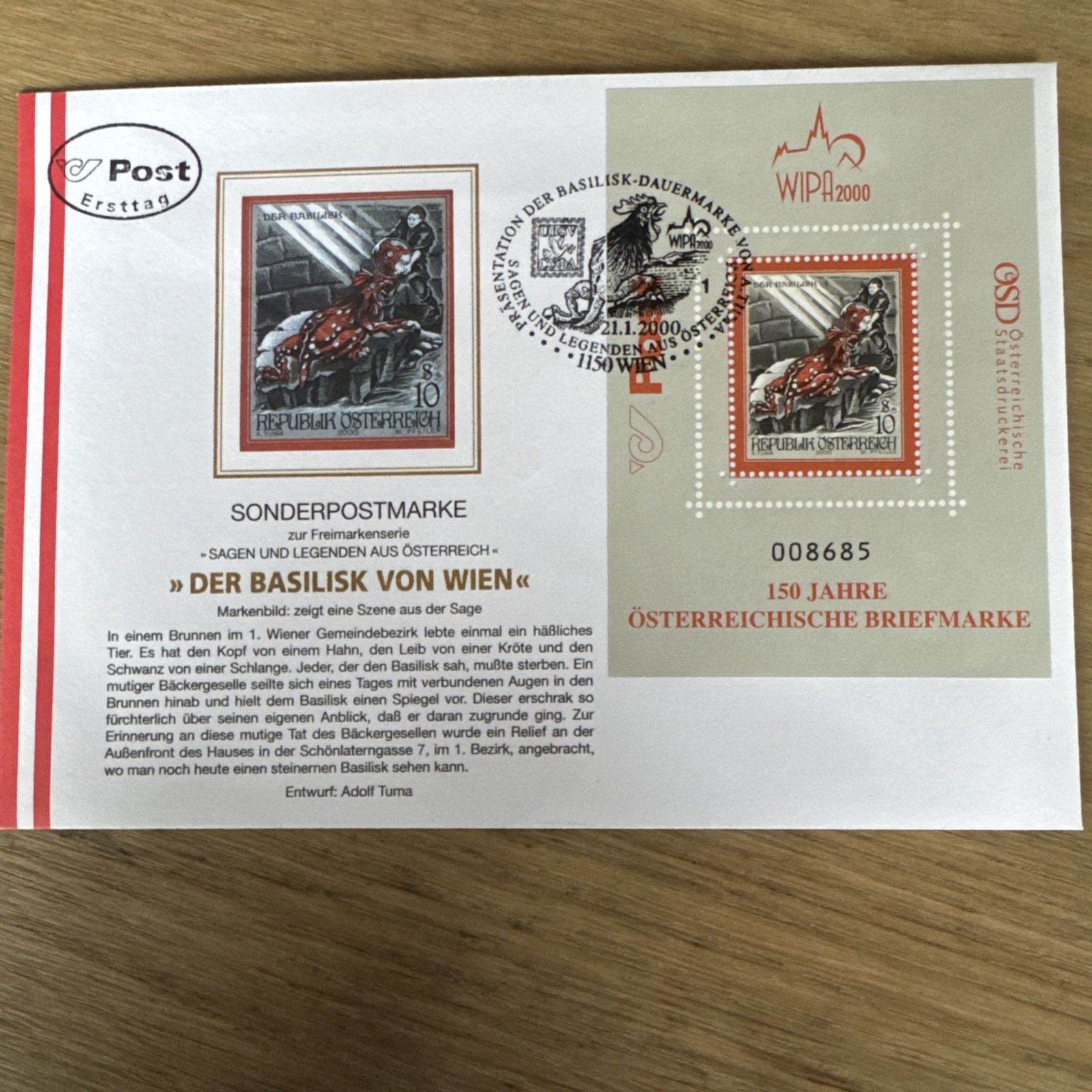 Austria 2000 Mi block 13 mini sheet FDC
