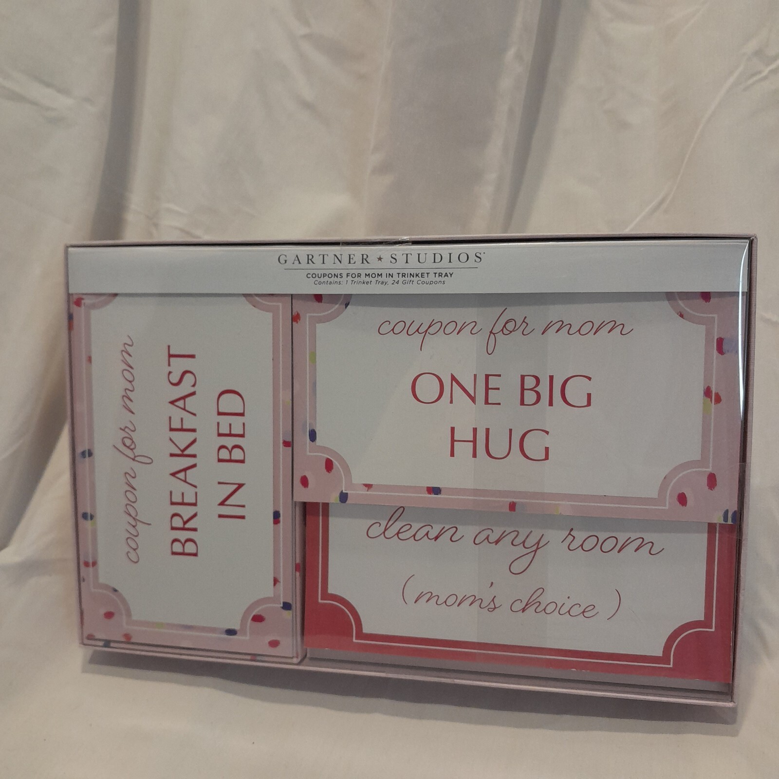 NEW Gartner Studios Pink 24 Coupons For Mom In Trinket Tray -  Great Gift !!!