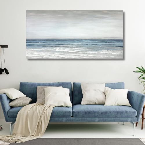  Abstract Wall Art Painting Wall Decor Large 40"L x 20"W Blue and White 2