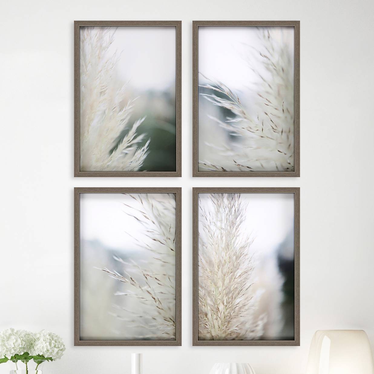 Subtle Grasses 26" High 4-Piece Giclee Framed Wall Art Set