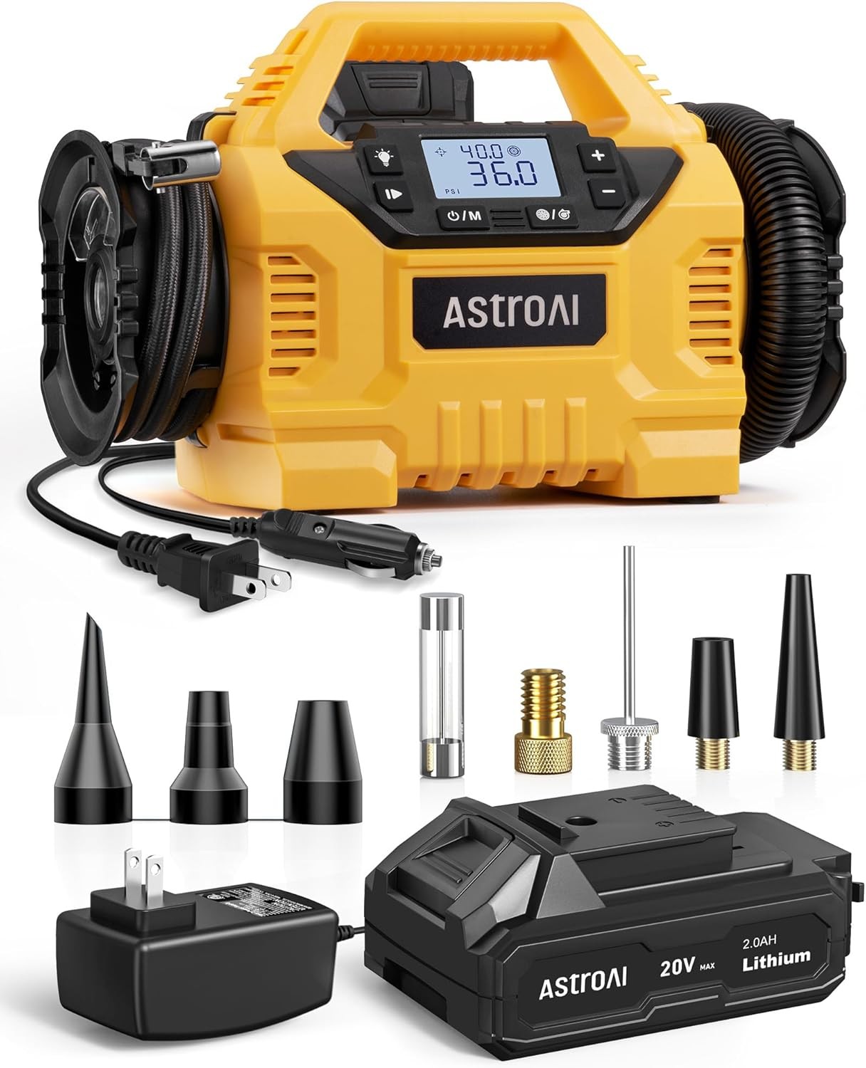 AstroAI Cordless Tire Inflator Portable Air Compressor for Car 160PSI with HD Sc