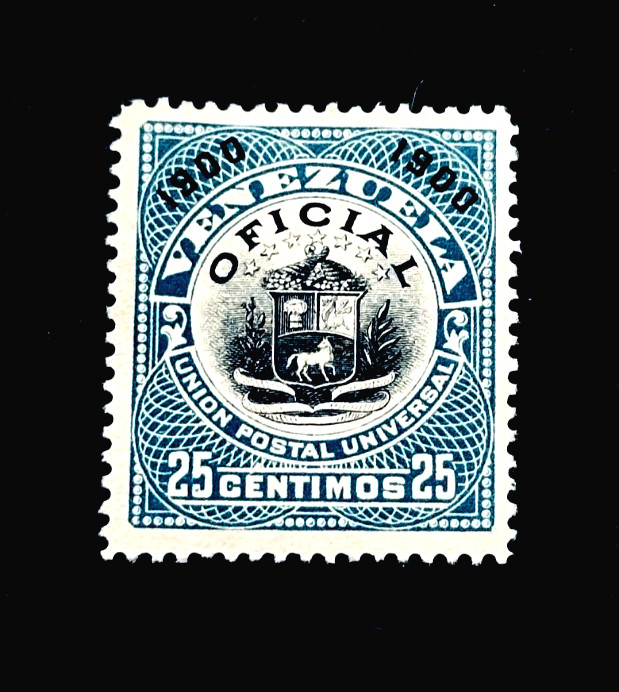 VENEZUELA Stamp - 1900 Official Coat of Arms Overprint Sn O16 MNG r12