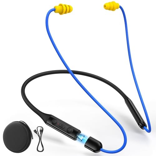 Bluetooth 6.0 Earplug Headphones with 40H Playtime & OSHA Blue with Yellow