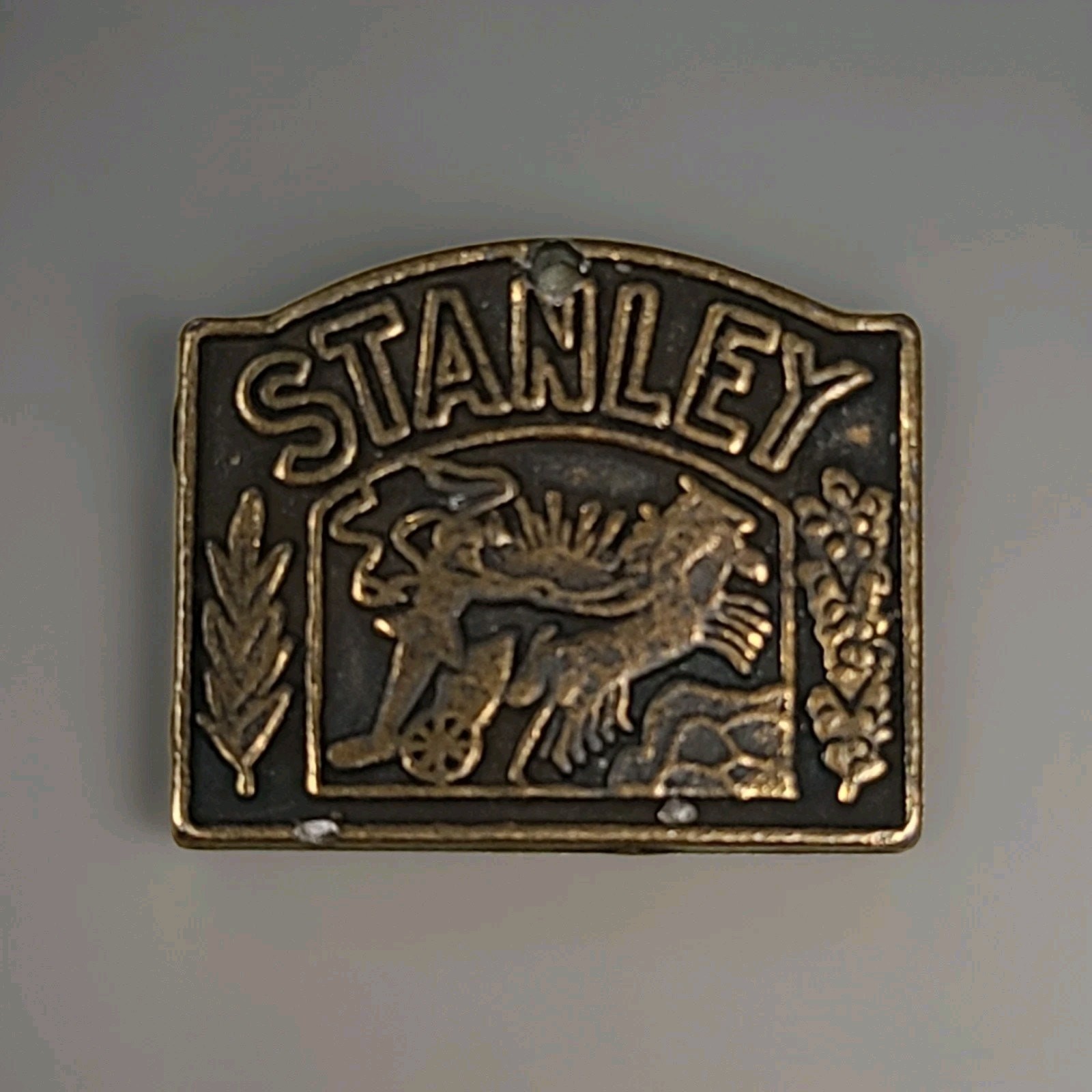 Vintage Stanley Metal Emblem Vehicle Car Medallion Nameplate Small