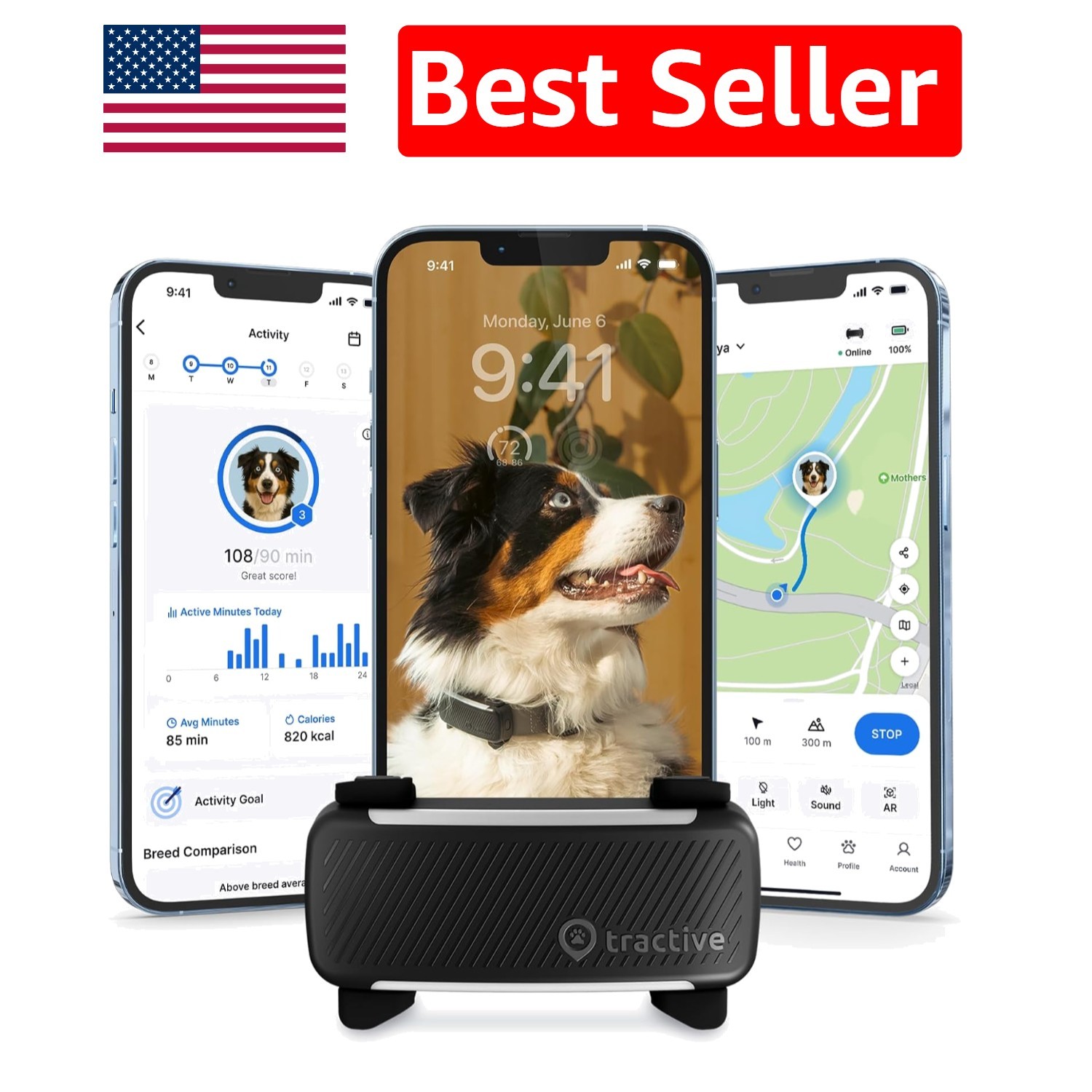 Smart Dog GPS Tracker: Real-Time Location & Health Monitoring (14-Day Battery)