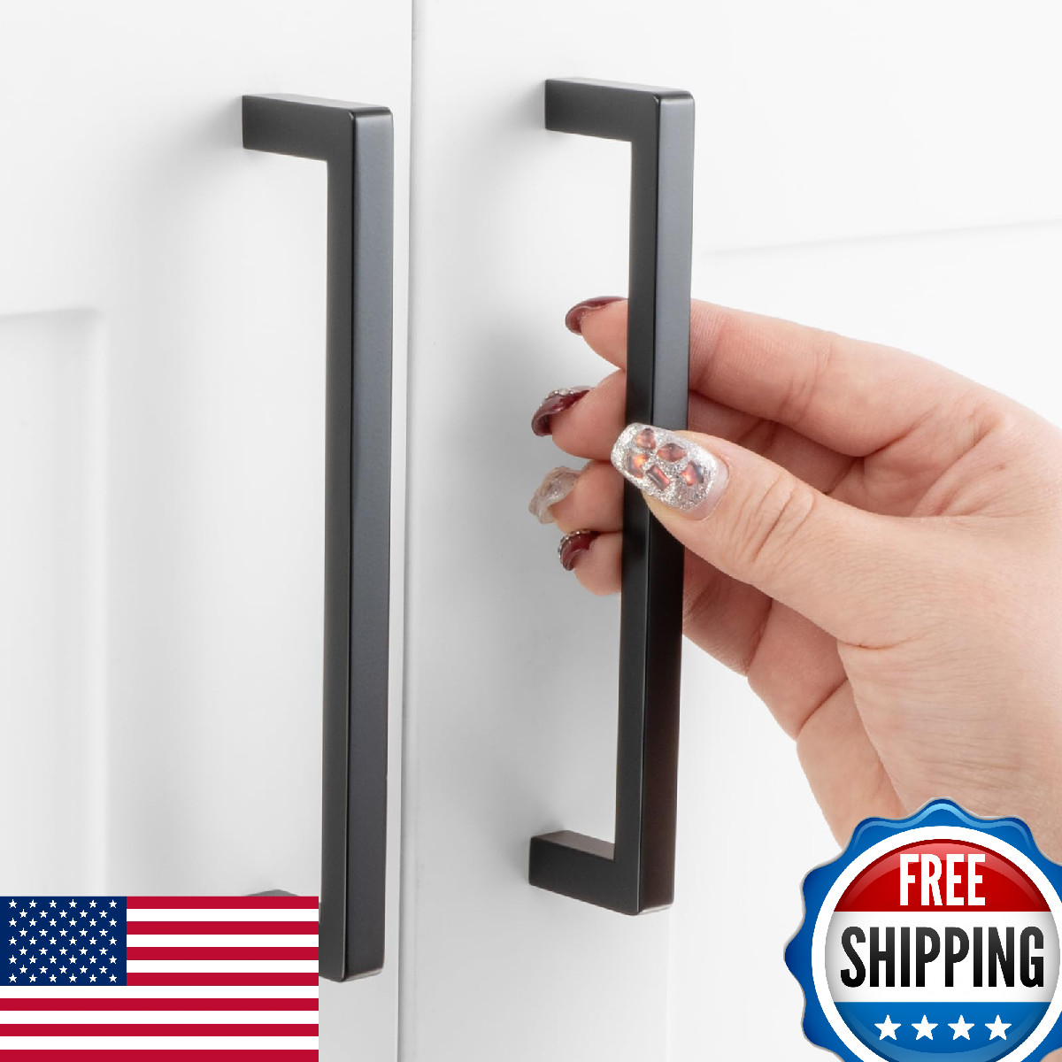 ASKANO 20-Pack 5" Hole Black Square Bar Cabinet Pull Handle Kitchen Drawer